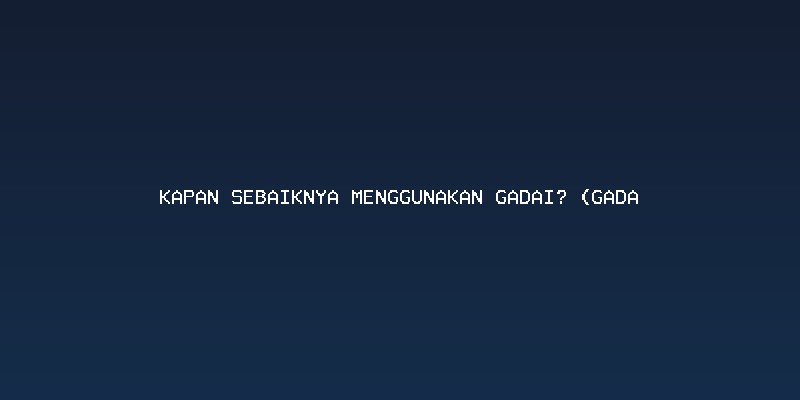 Situasi Mendesak yang Membutuhkan Layanan Gadai Syariah